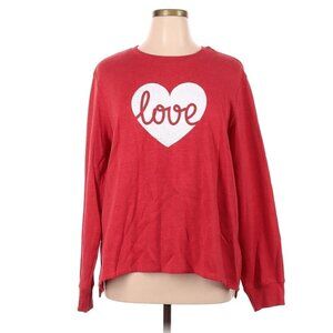 Positivitees Sweatshirt Love Heart Red White